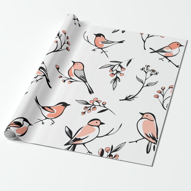 Presente Papel de embrulhamento de aves, Feriados Vermelhos (Desenrolado)