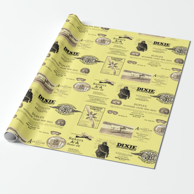 Presente Papel de embrulhamento de aviões de aviação precoc (Desenrolado)