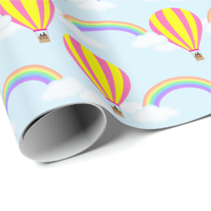 Presente Papel de embrulhamento de balão de ar quente - az