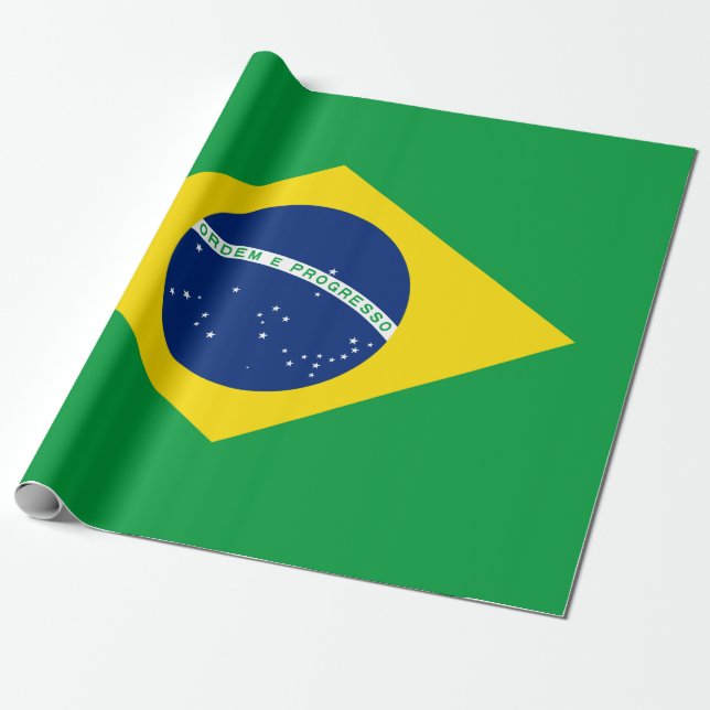 Presente Papel de embrulhamento de bandeiras brasileiras (Desenrolado)