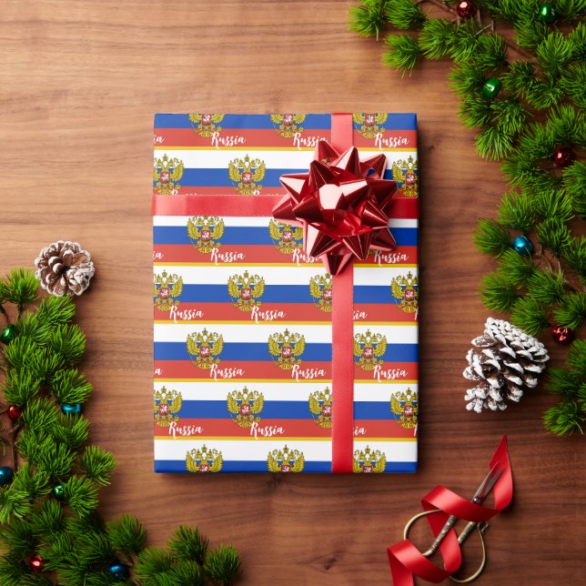 Presente Papel de embrulhamento de bandeiras russas, Rússia (Presente de Natal)