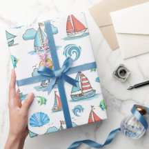 Papel de embrulhamento de barcos à vela