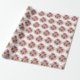 Presente Papel de embrulhamento de Buquê Floral Branco Ros