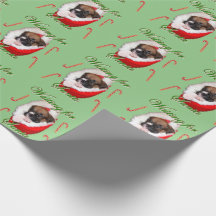 Papel de embrulhamento de cãozinho de Natal Verde