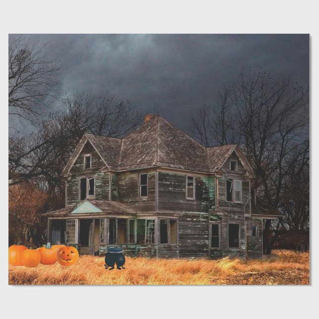 Presente Papel de embrulhamento de casas assombradas (Aberto)