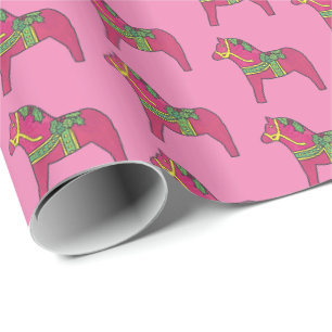 Presente Papel de embrulhamento de cavalos Dala de Natal ro