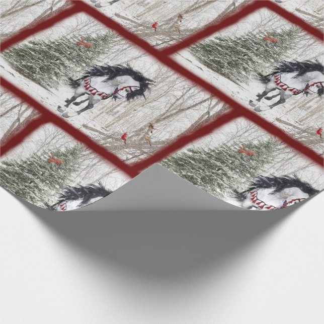 Presente Papel de embrulhamento de cavalos e cardeais de Na (Ponta)