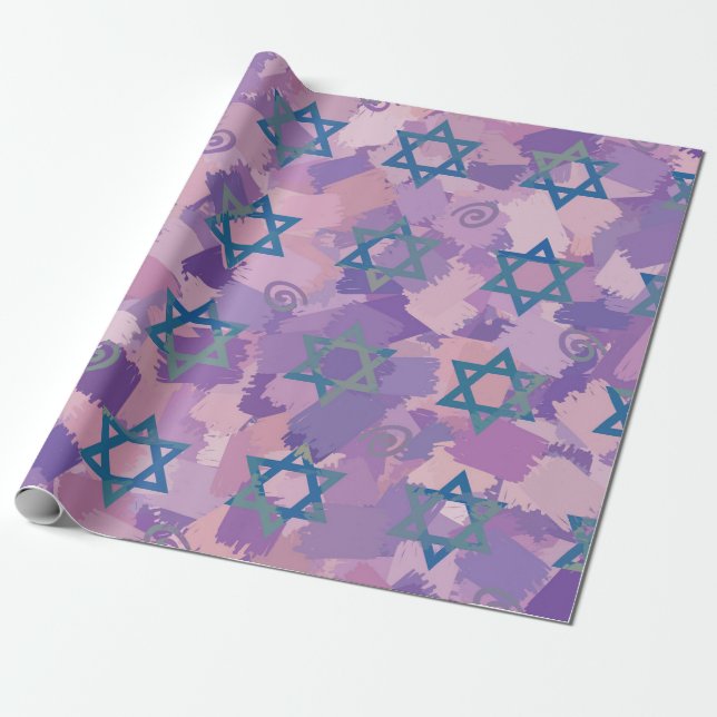 Presente Papel de embrulhamento de Design de estrela judaic (Desenrolado)