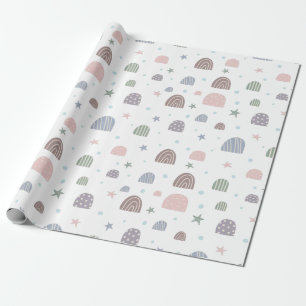 Presente papel de embrulhamento de estrelas do arco-íris mo