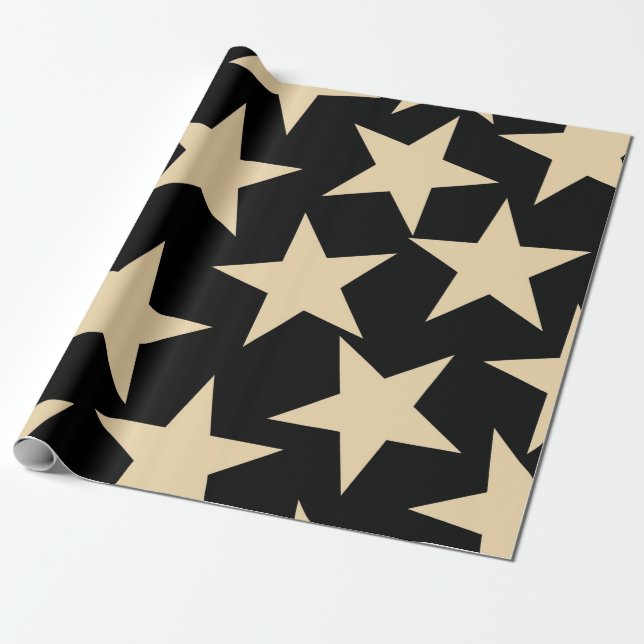 Presente Papel de embrulhamento de estrelas negras para emb (Desenrolado)