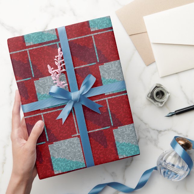 Presente Papel de embrulhamento de férias de tricô vermelho (Presentear)