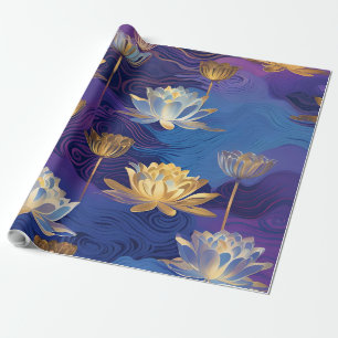 Presente papel de embrulhamento de flores de lótus