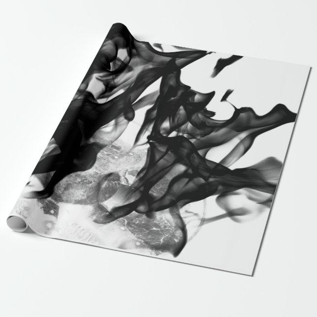 Presente Papel de embrulhamento de fumaça em preto e branco (Desenrolado)
