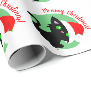Presente Papel de embrulhamento de Gatinho de Natal preto