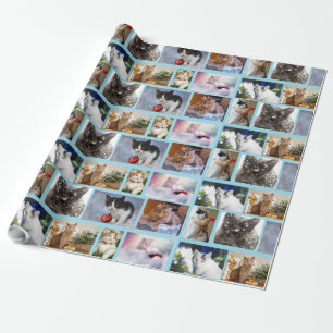 Presente Papel de embrulhamento de gatos de Natal bonitos