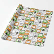 Papel de embrulhamento de gatos do Halloween