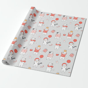 Presente Papel de embrulhamento de gatos natalinos