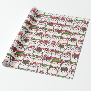 Presente Papel de embrulhamento de gatos natalinos