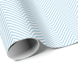 Presente Papel de embrulhamento de linha chevron - azul cla