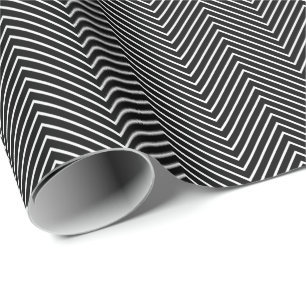 Presente Papel de embrulhamento de linha chevron - branco s