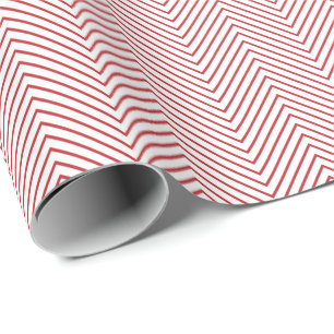 Presente Papel de embrulhamento de linha chevron - vermelho