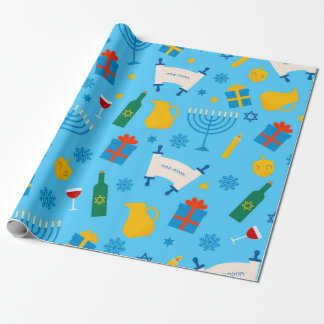 Presente Papel de embrulhamento de padrão de Hanukkah bonit