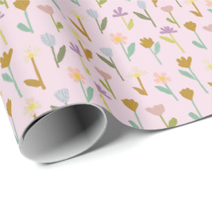 Presente Papel de embrulhamento de padrão floral desenhado 