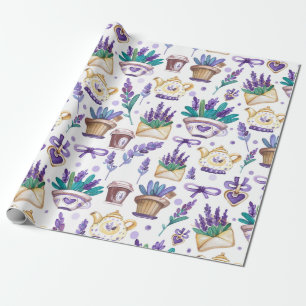 Presente Papel de embrulhamento de padrões de lavanda