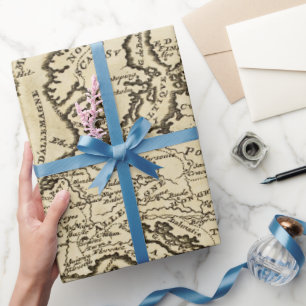 Presente Papel de embrulhamento de parte do mapa Vintage an