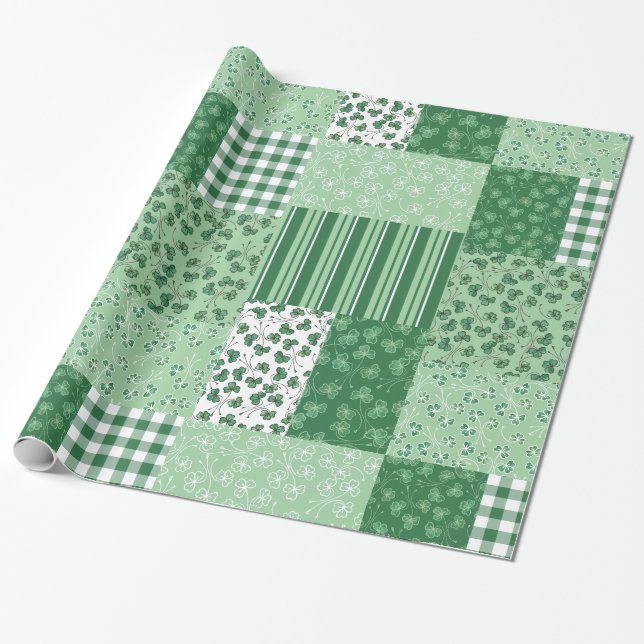 Presente Papel de embrulhamento de retalhos verde (Desenrolado)