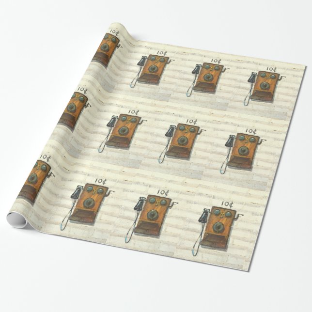 Presente papel de embrulhamento de telefone de parede antig (Desenrolado)