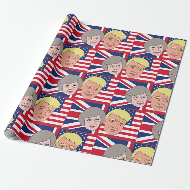 Presente Papel de embrulhamento de trump e Theresa (Desenrolado)