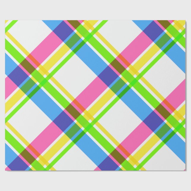 Presente Papel de embrulhamento de Xadrez feliz e brilhante (Aberto)