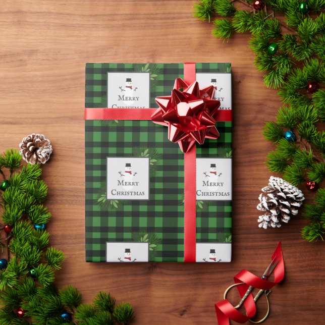Presente Papel de embrulhamento de Xadrezes de Buffalo Verd (Presente de Natal)