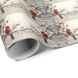 Presente Papel de embrulhamento do cardeal vermelho natalin