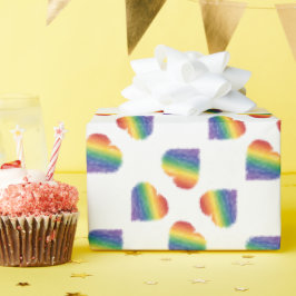 Presente Papel de embrulhamento do coração em arco-íris
