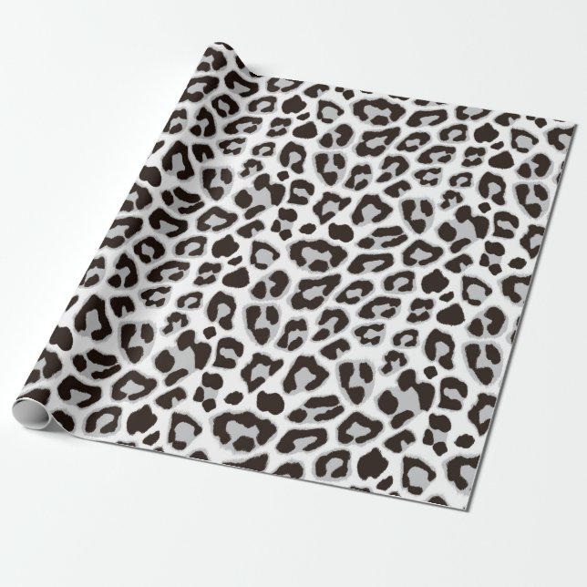Presente Papel de embrulhamento do leopardo preto e branco (Desenrolado)