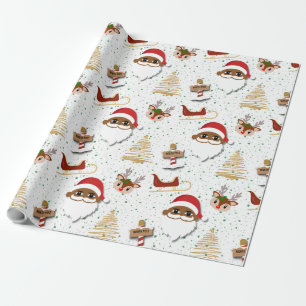 Presente Papel de embrulhamento do Papai Noel Afro-American