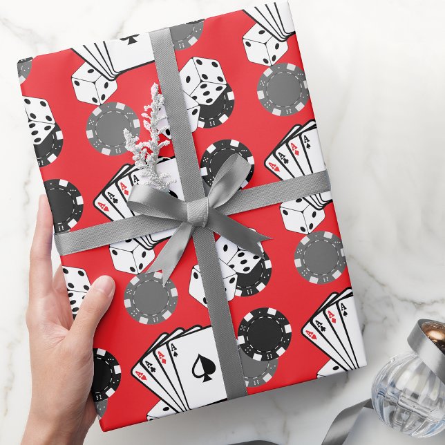 Presente Papel de embrulhamento do partido Red Casino Poker (Casino Poker Wrapping Paper)