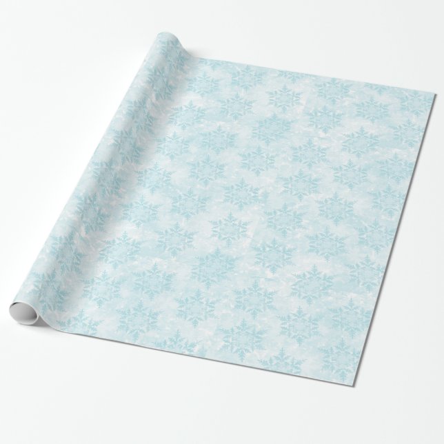 Presente Papel de embrulhamento em flocos de neve azuis Bon (Desenrolado)