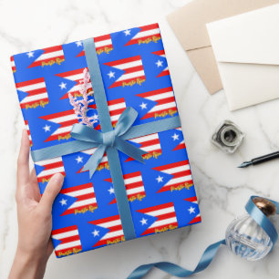 Presente Papel de embrulhamento em Porto Rico, Azul, Bandei