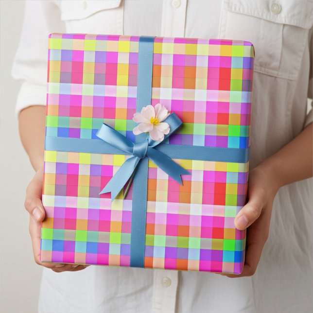 Presente Papel de embrulhamento em quadrados coloridos do a (Criador carregado)