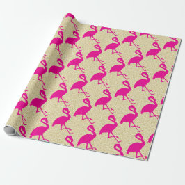 Presente Papel de embrulhamento Flamingo Dourado, rosa-quen