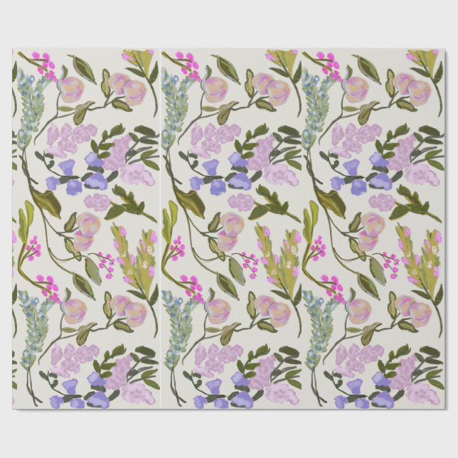 Presente Papel de embrulhamento Floral Summer Peach (Aberto)