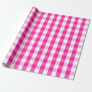 Presente Papel de embrulhamento Gingham, de cor rosa-quente