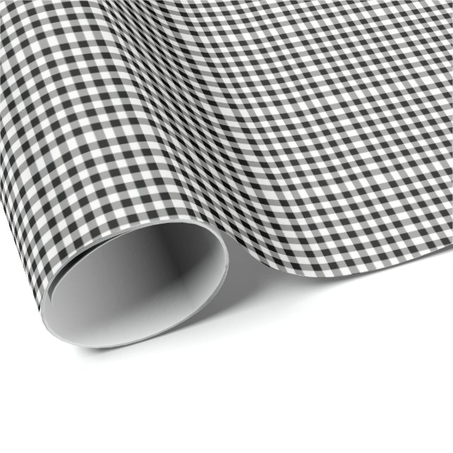 Presente Papel de embrulhamento Gingham Preto (Ponta do rolo)