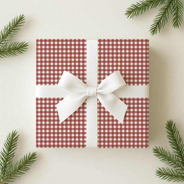 Presente Papel de embrulhamento Holiday Red Gingham (Criador carregado)