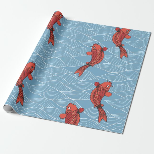 Presente Papel de embrulhamento KOI FISH JAPONÊS (Desenrolado)