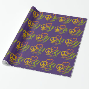 Presente Papel de embrulhamento personalizado da Peace Love