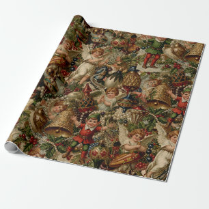 Presente Papel de embrulhamento vitoriano Yuletide Abundanc